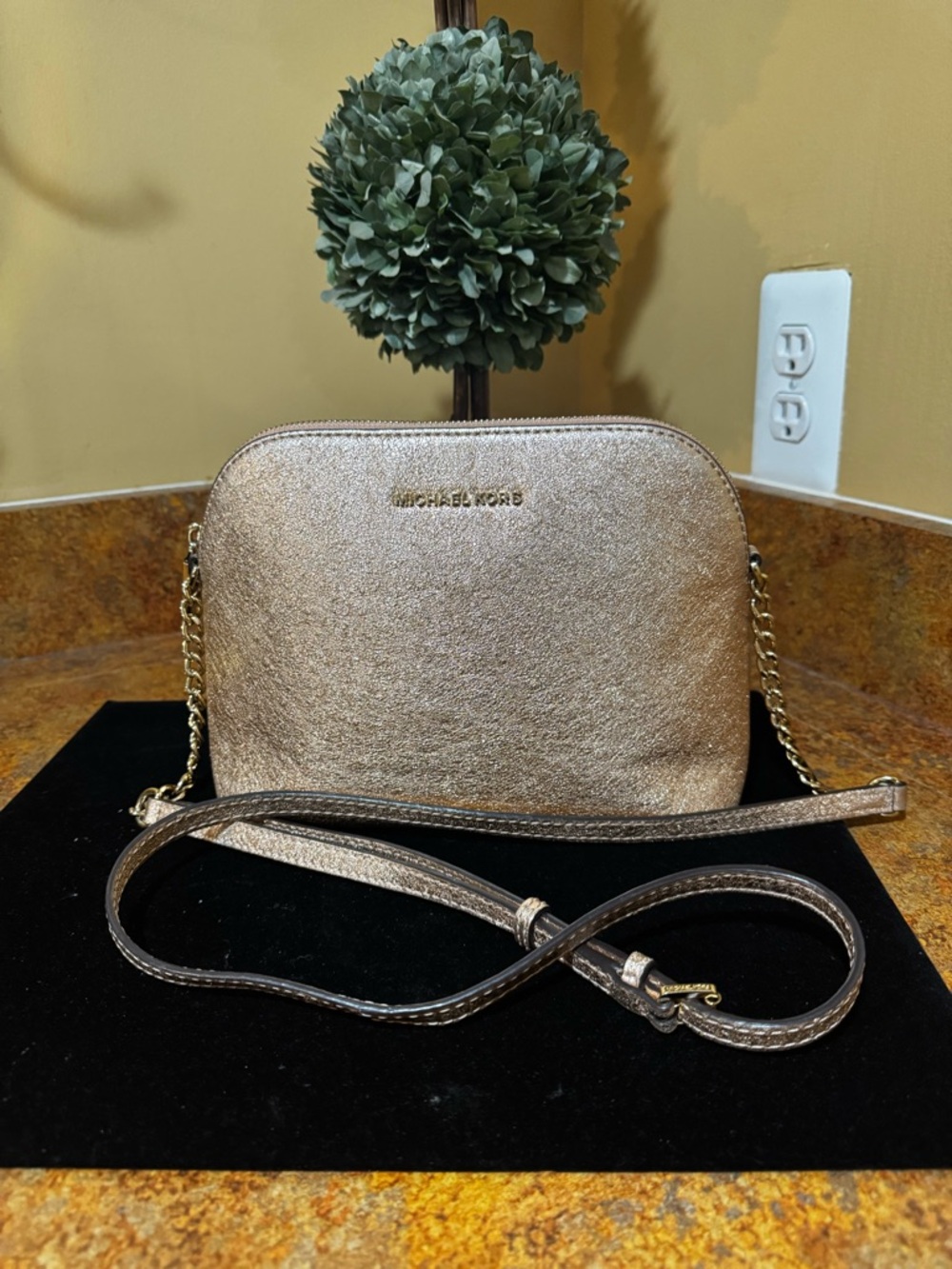 Michael Kors Metallic Rose Gold Crossbody Bag